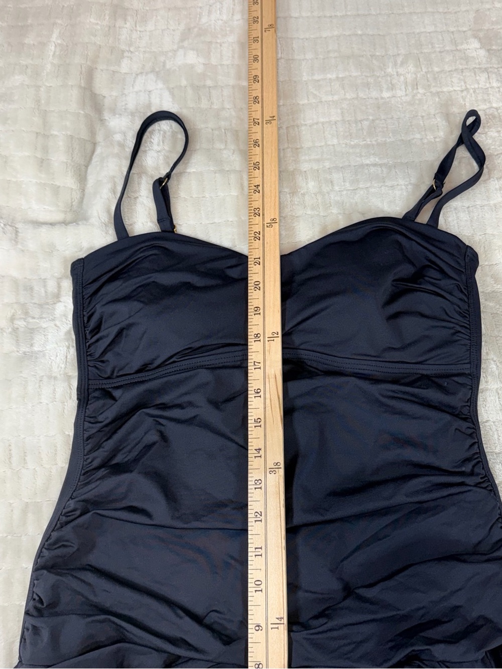 Tommy Bahama Size 12 Black Ruched Skirted One Piece Swimsuit Tummy Control - Picture 6 of 10